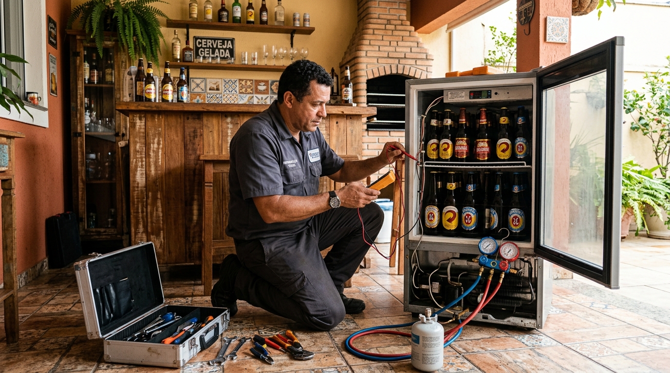 Recarga de gás refrigerante de cervejeira em Campinas‑SP